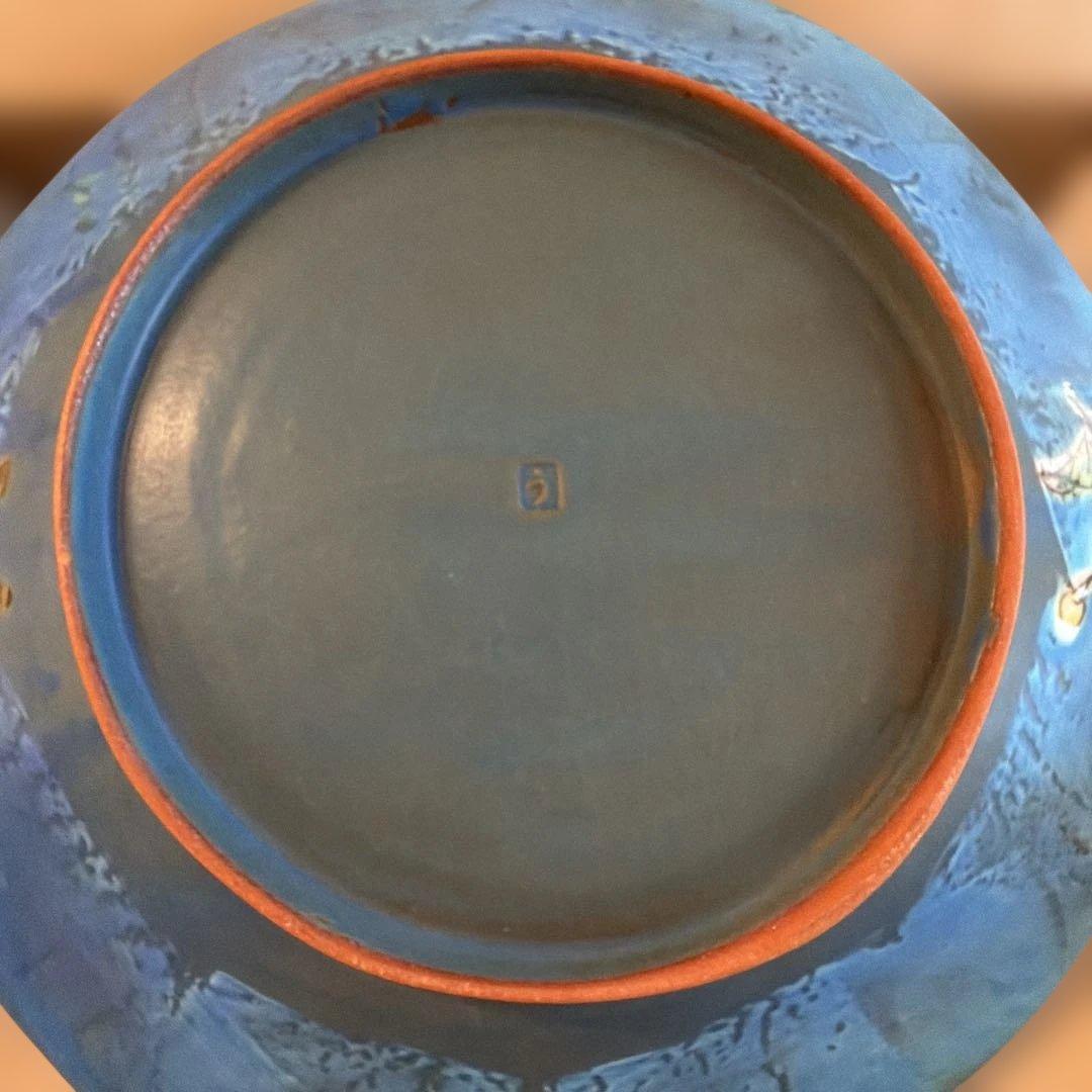 風の道 大皿 青 / うつつ窯 稲積佳谷 （化粧箱入り）