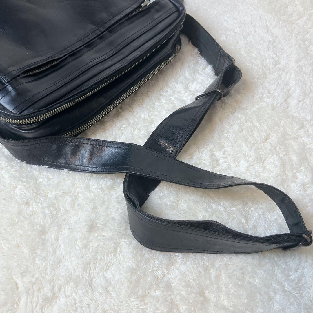 【希少】 PORTER オールレザー ショルダーバッグ 2層 ブラック 廃盤品