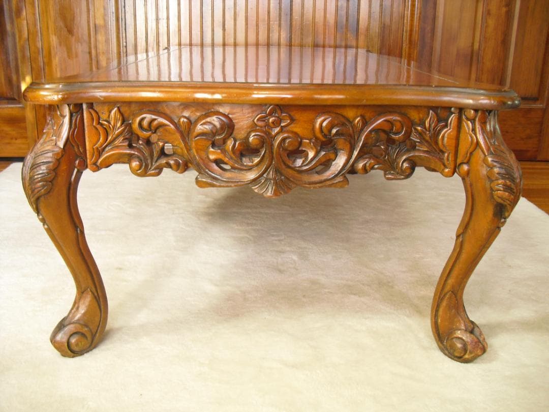 優雅でクラシカルな ロココ様式 センターテーブル☆猫脚 彫刻j W120×D79
