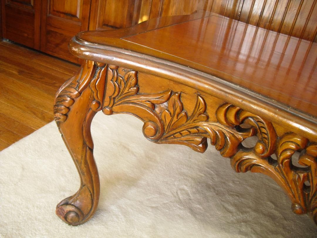優雅でクラシカルな ロココ様式 センターテーブル☆猫脚 彫刻j W120×D79