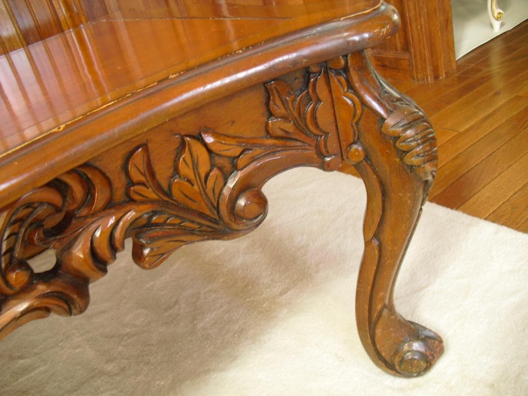 優雅でクラシカルな ロココ様式 センターテーブル☆猫脚 彫刻j W120×D79