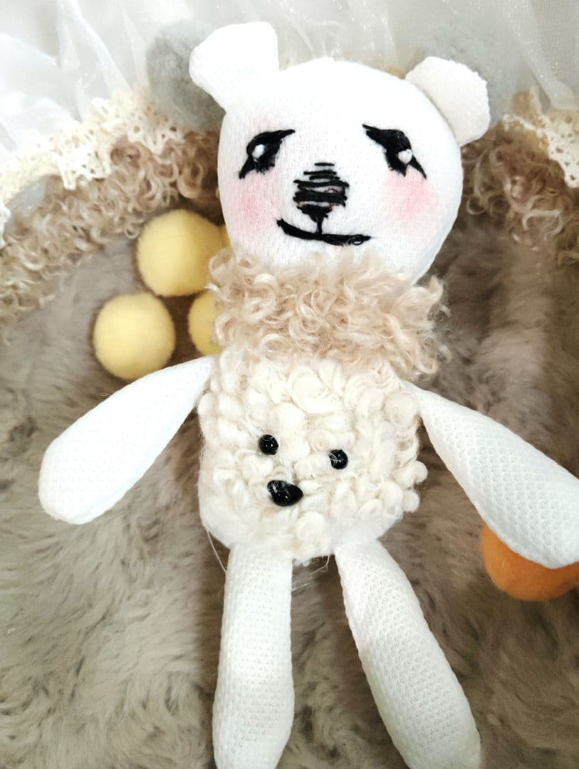 ママ募集❤生後１日子猫ちゃん♡バスケットとクマたん♡アートドール♡ぬいぐるみ♡