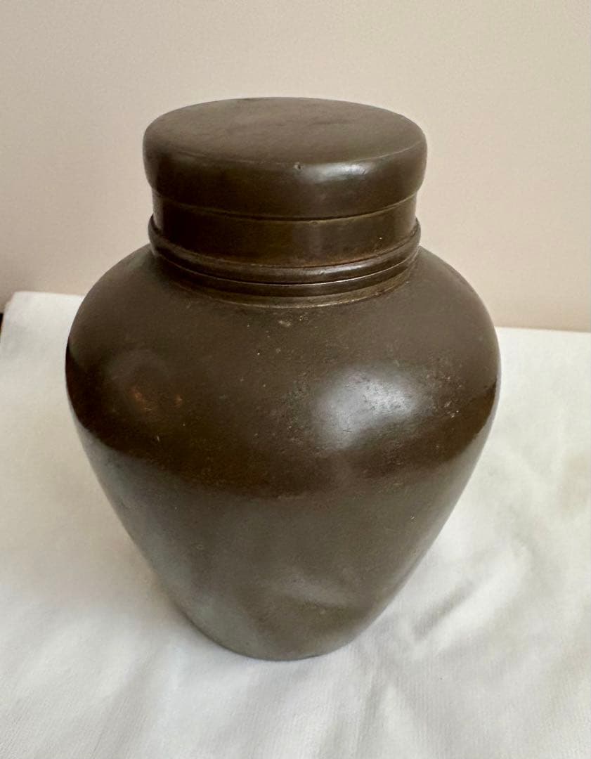 【稀少】　中国古美術　錫製茶罐　在銘「端春」　錫製品　茶道具　錫器　茶器