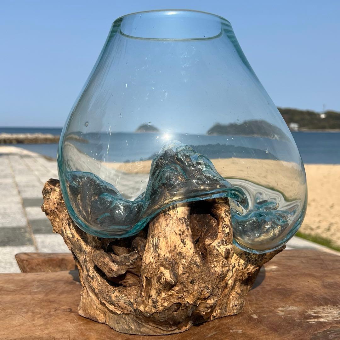 流木ガラス オブジェ超特大I 花瓶 金魚鉢 水槽 テラリウム 観賞魚 メダカ容器