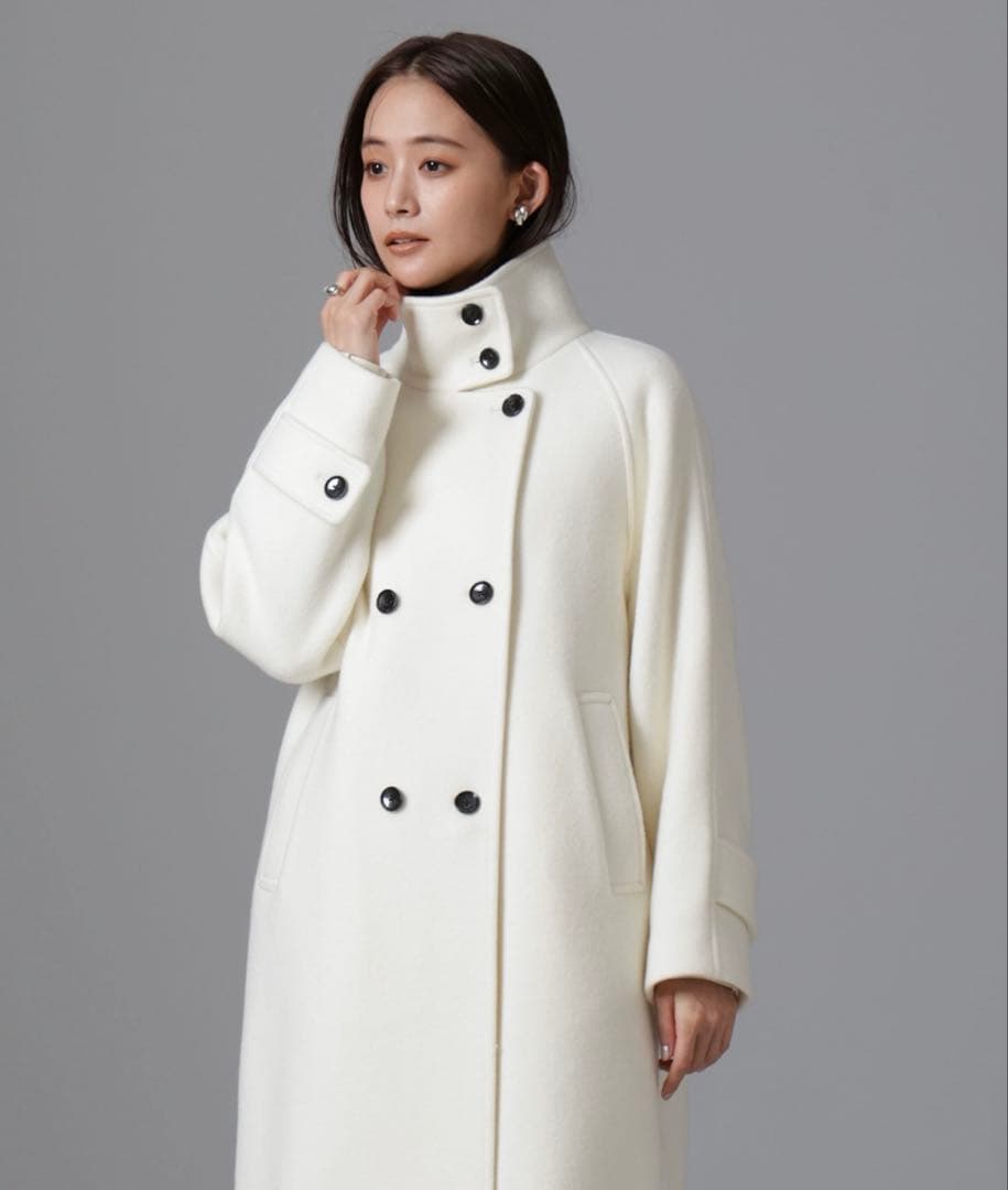 美品 ナノユニバース PECOLAMBウールカシミヤスタンドカラーコート