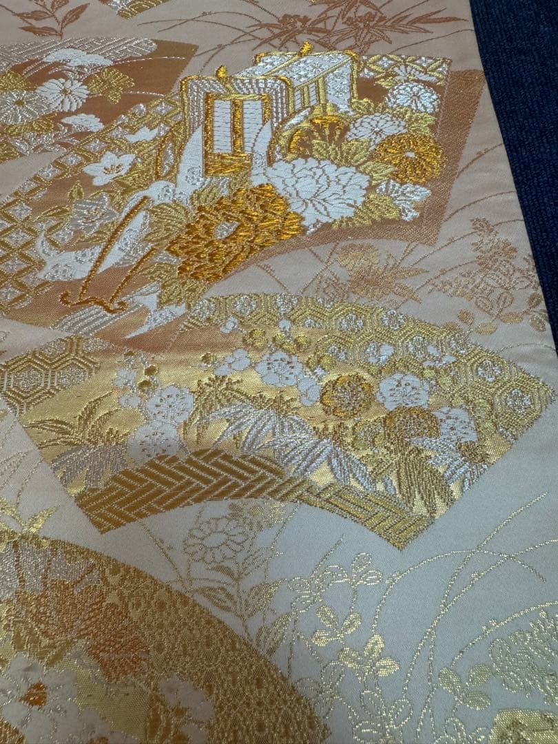 1929 袋帯 古代彫金紋  西陣織   金糸　高級上質上品　約440cm未使用