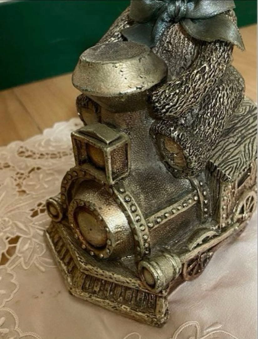 Demain(ドマン)機関車に乗ったテディベア　オールド貯金箱　イタリア製