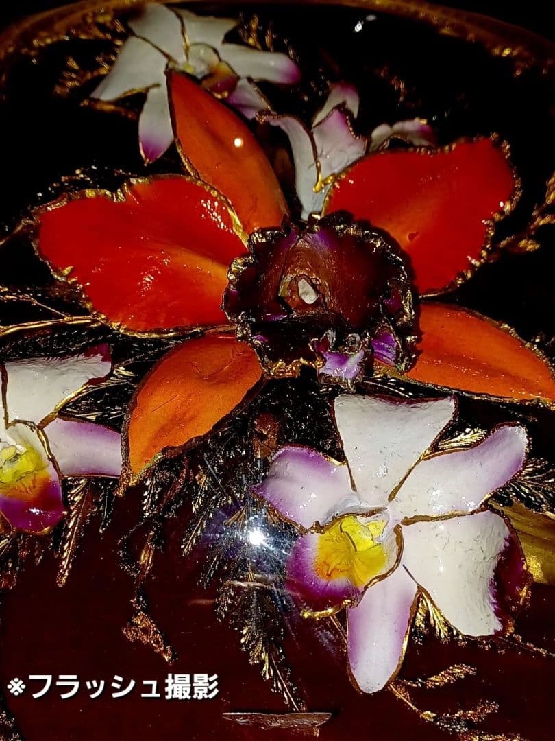 24K♤PURE GOLDエッジ加工／デンドロビウム 蘭 プリザーブドフラワー