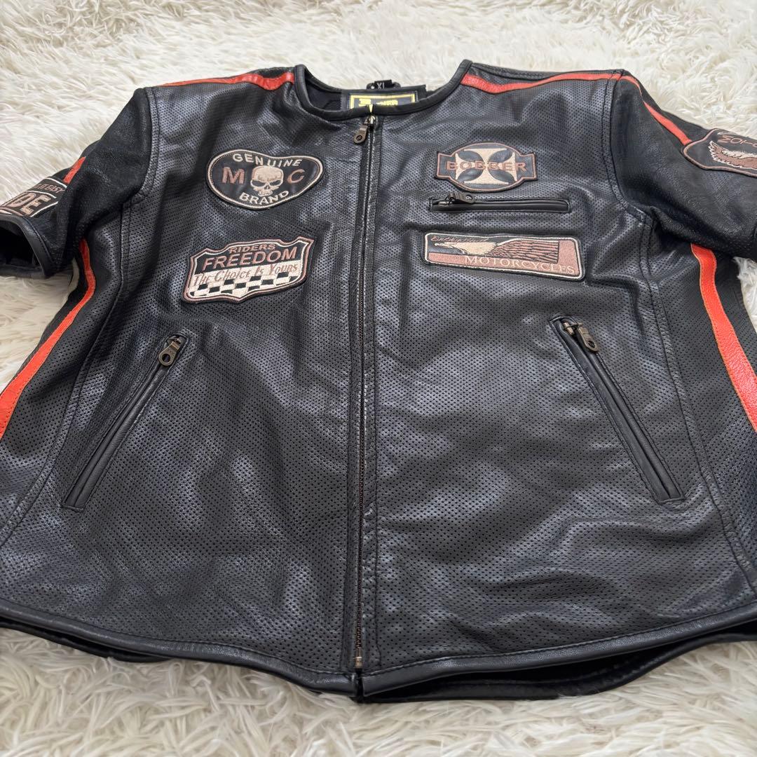 DEGNERデグナー メッシュハーフスリーブ　レザージャケット15SJ半袖　XL