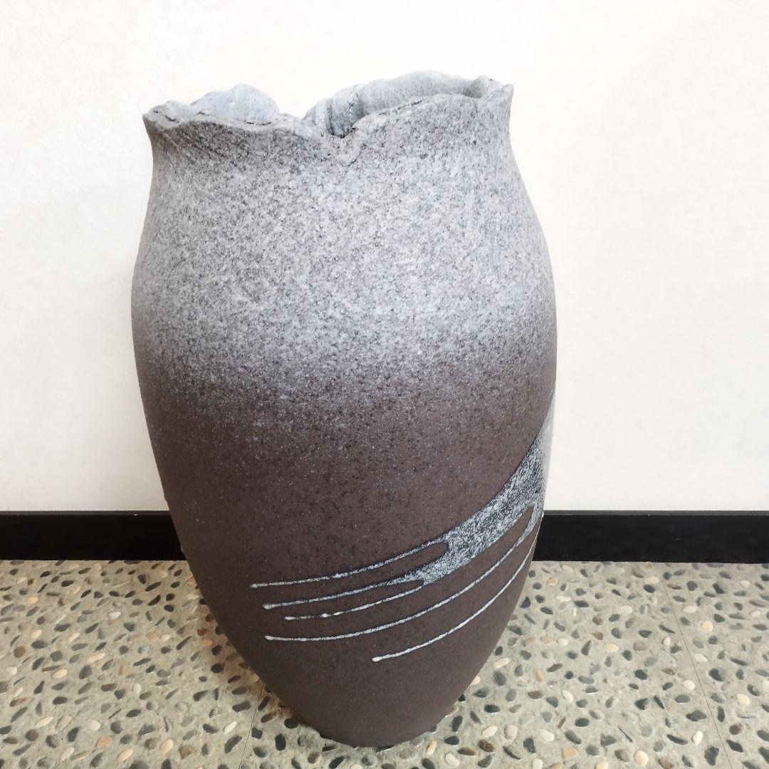 値下げ【新品・未使用】浅紫ひねり手　大壺傘立　へちもん　信楽焼　壺　傘立て