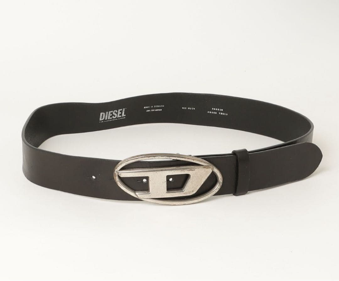 しゅしゅDIESEL ディーゼル ロゴ レザーベルト ブラック本革 正規品