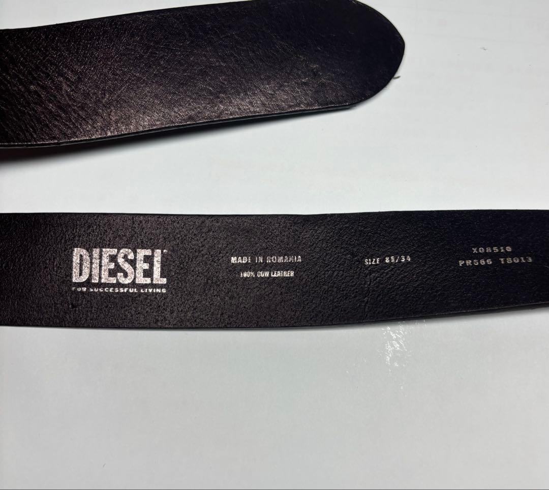しゅしゅDIESEL ディーゼル ロゴ レザーベルト ブラック本革 正規品