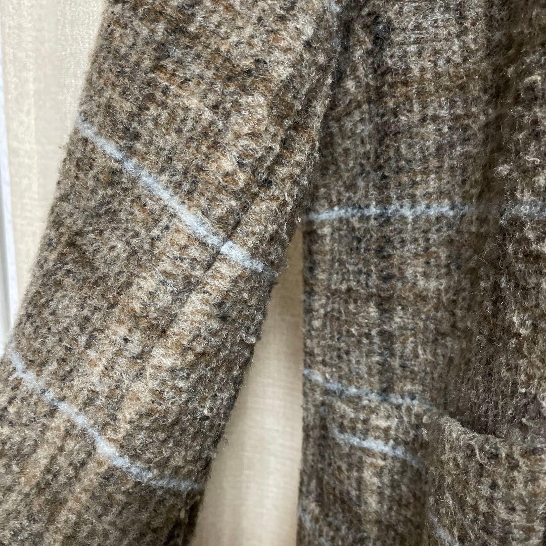 SHIPS スライバーチェックコート(ブラウン)