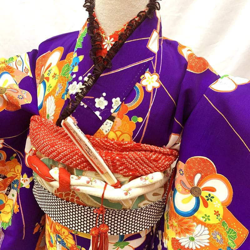 510ag10■七五三 七歳 女児 セミアンティーク着物&丸帯&長襦袢■状態良好