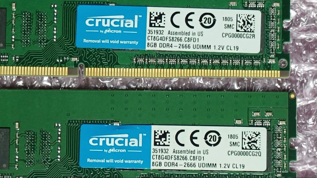 DDR4 8GBx2枚 16GB pc4-2666 動作確認済み ⑥