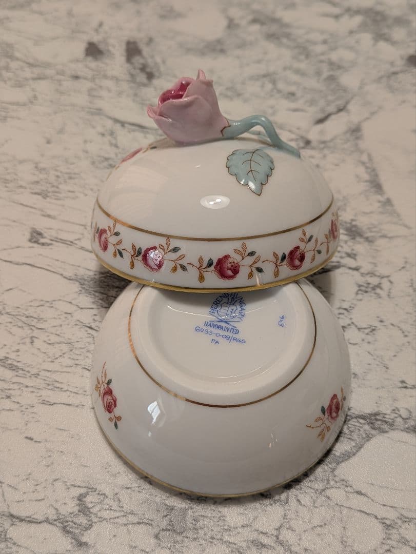 【美品】HEREND 　ヘレンド　ローズガーランド　マルボンボン　小物入れ