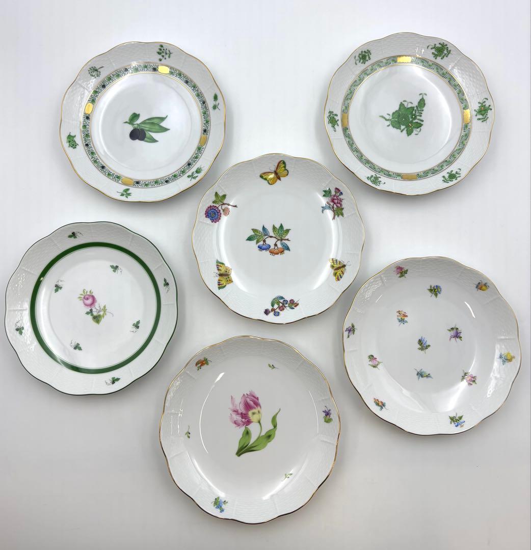 未使用保管品　HEREND ヘレンド　17.5cm プレート　6枚セット　箱付