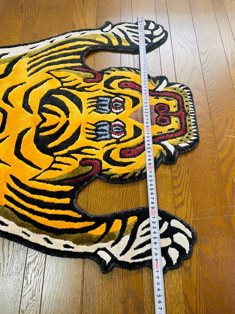 【SALE】高級シルク製 本革 チベタンタイガーラグ L146.5cm 希少