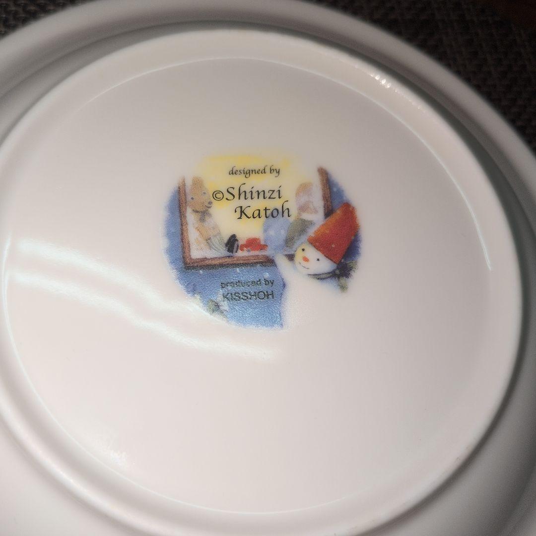 Shinzi Katoh 雪だるま 丸皿クリスマスプレート４種類7枚セット