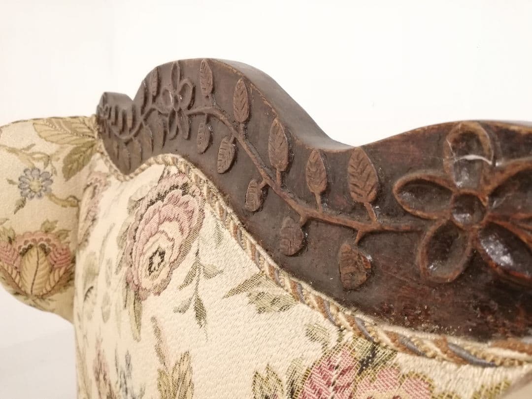 アンティーク ゴブラン織 ウイングバックアームチェア フランス 生地張り替え済