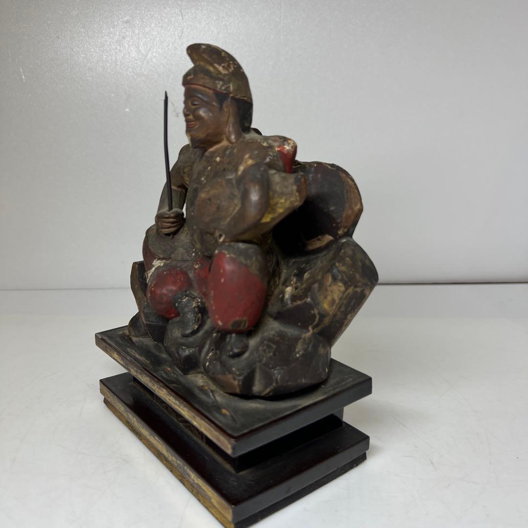 江戸初期　木彫　恵比寿天　仏像　高さ約19.2㎝　東さ8-0131☆2F