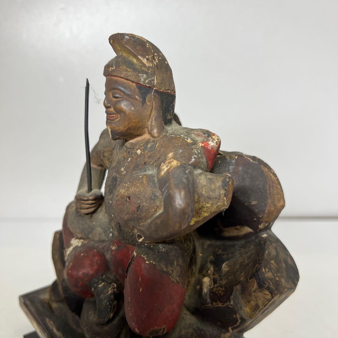 江戸初期　木彫　恵比寿天　仏像　高さ約19.2㎝　東さ8-0131☆2F