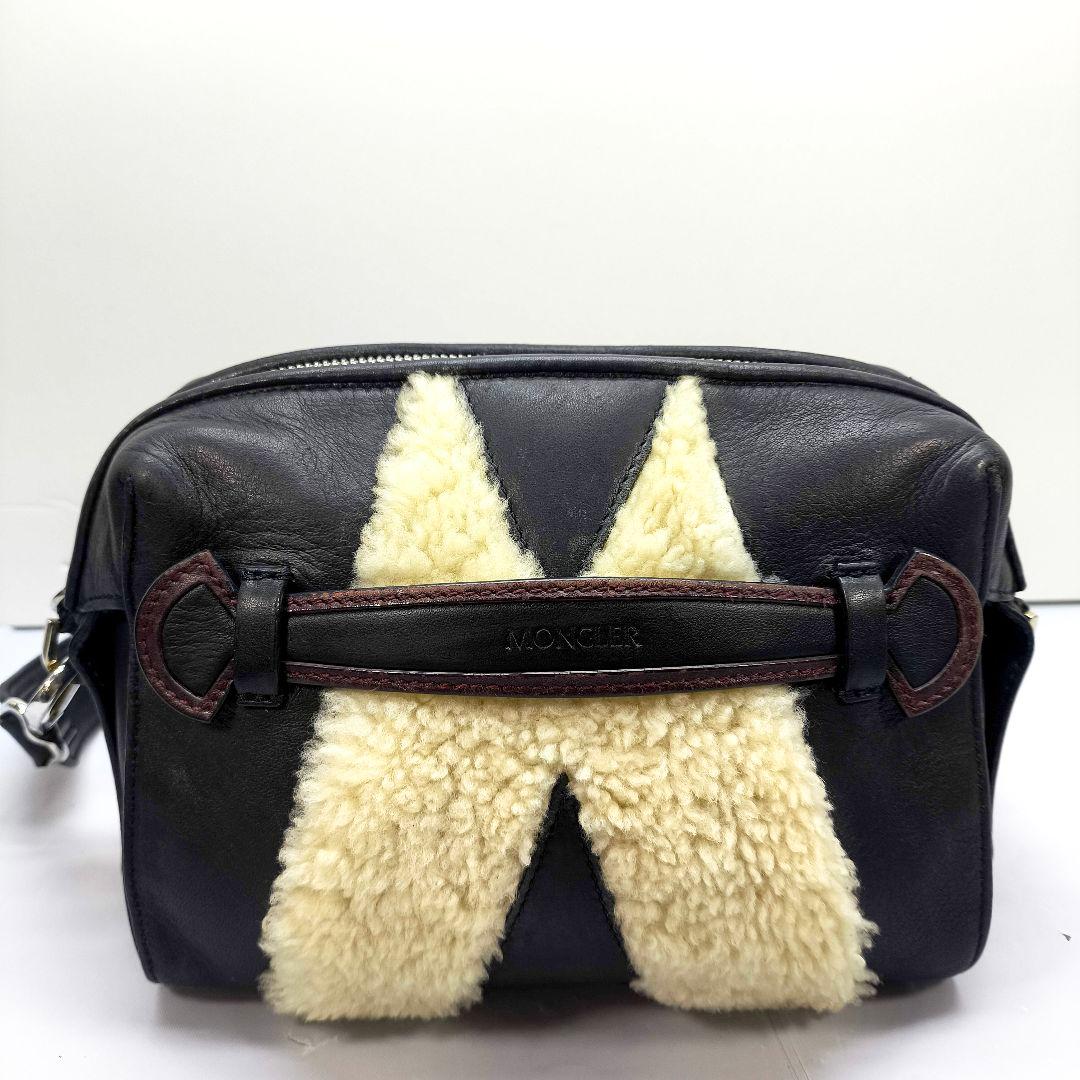 希少 モンクレール ウィロウ ショルダーバッグ ブラック ボア MONCLER
