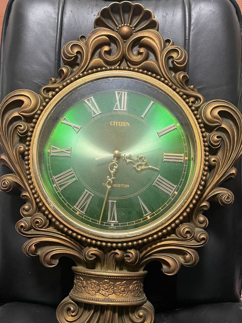 CITIZEN トランジスタ掛時計 グリーン ゴールド