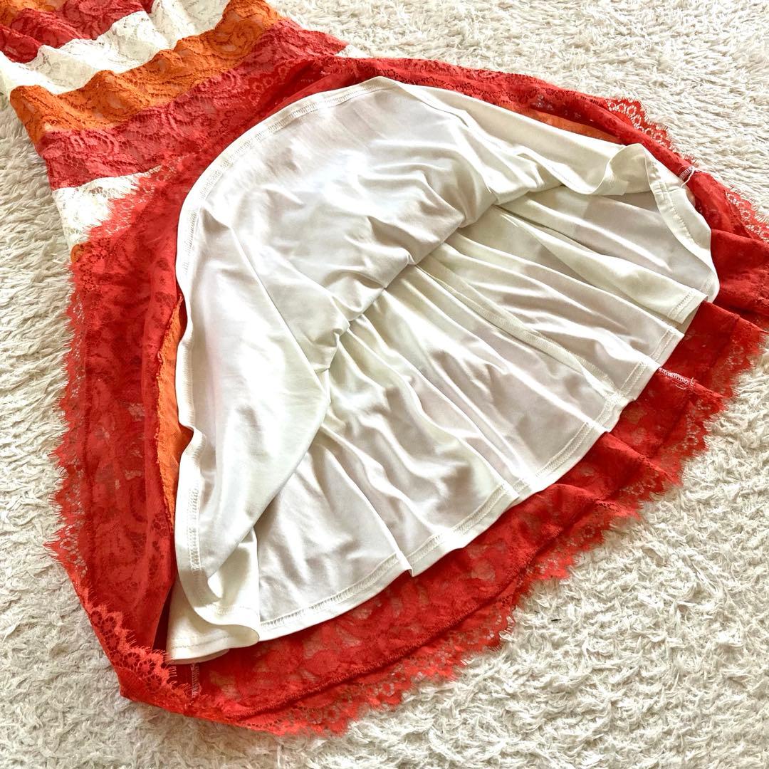 【美品】タダシショージ 総レース フレアドレス ワンピース 花柄レース フラワー