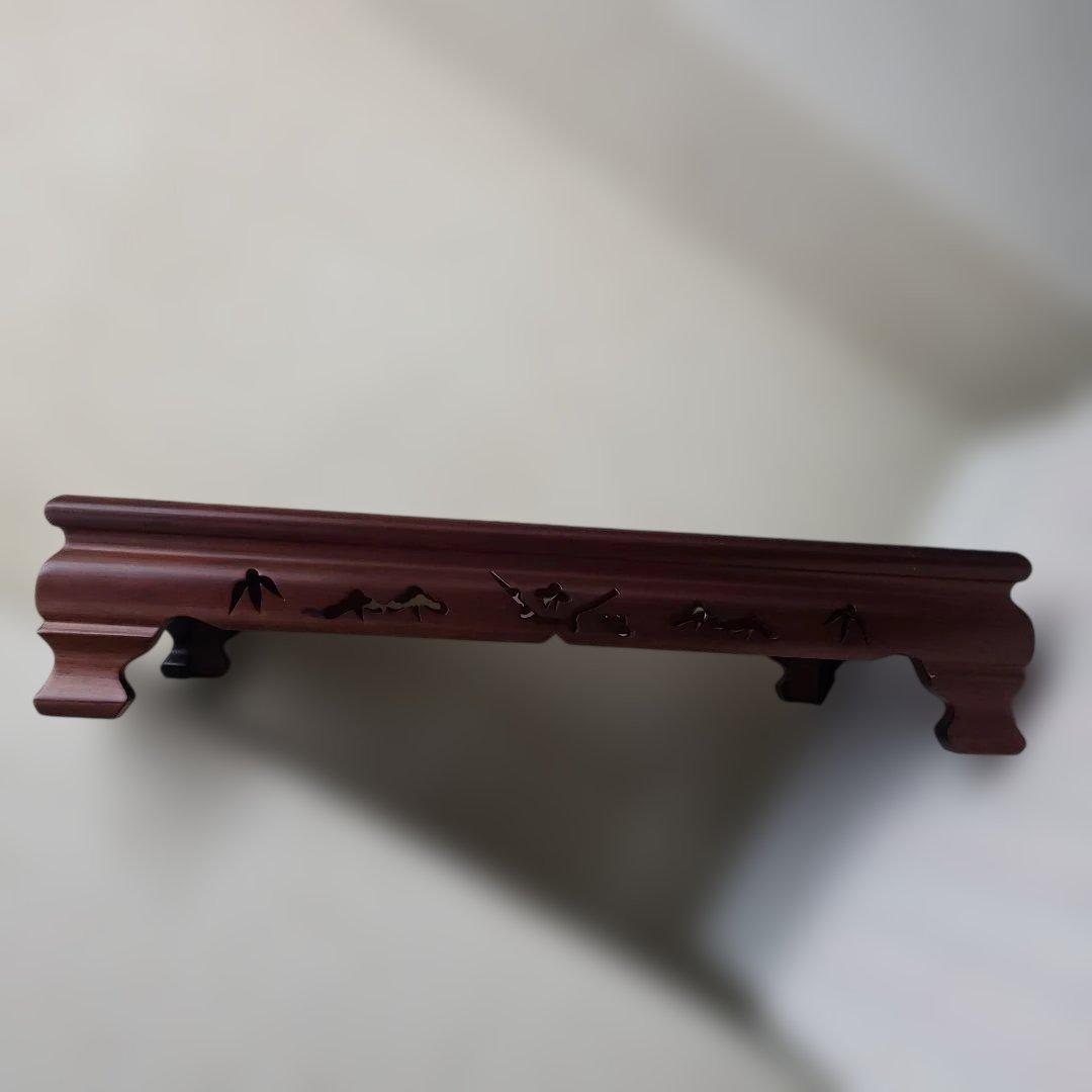 蔵出し特価本紫檀花台箱付きB 本紫檀花瓶台 松竹梅彫刻55×34×12cm訳有り