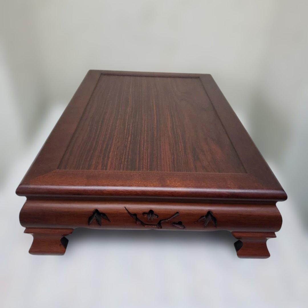 蔵出し特価本紫檀花台箱付きB 本紫檀花瓶台 松竹梅彫刻55×34×12cm訳有り