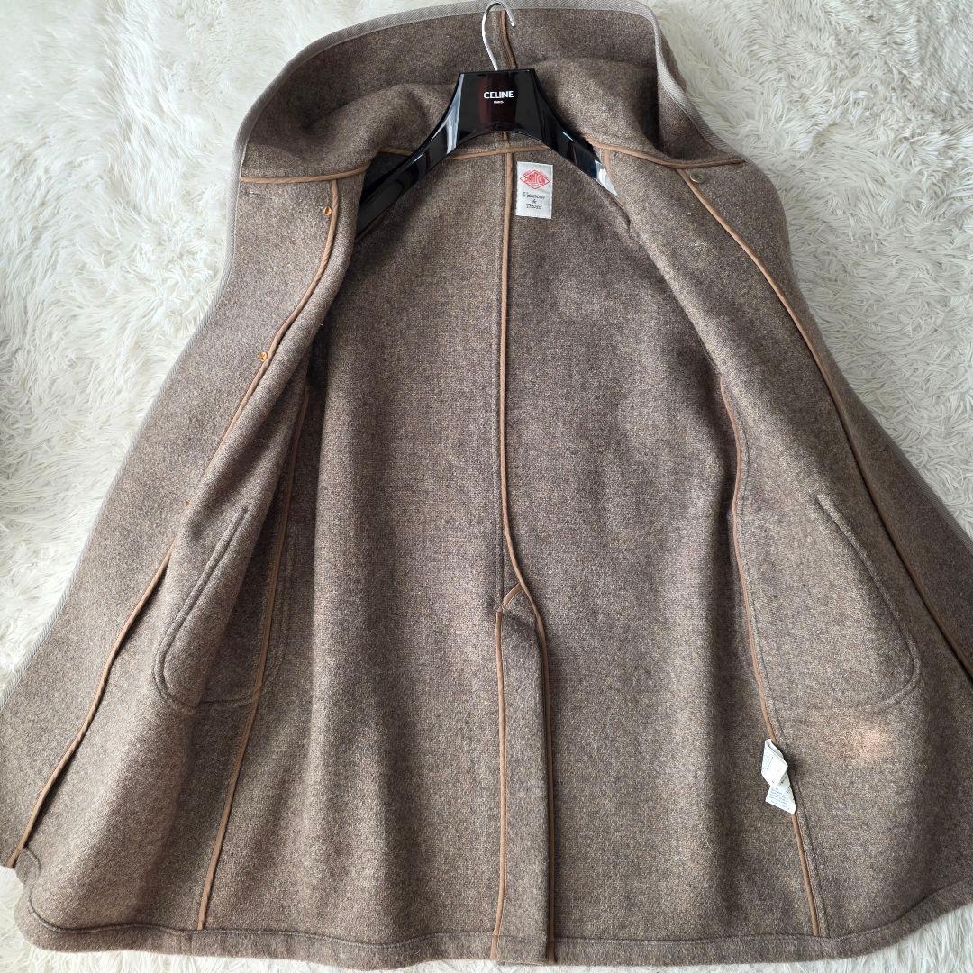 【美品/36】ダントン ウールモッサ ロング フードコート 胡桃ボタン