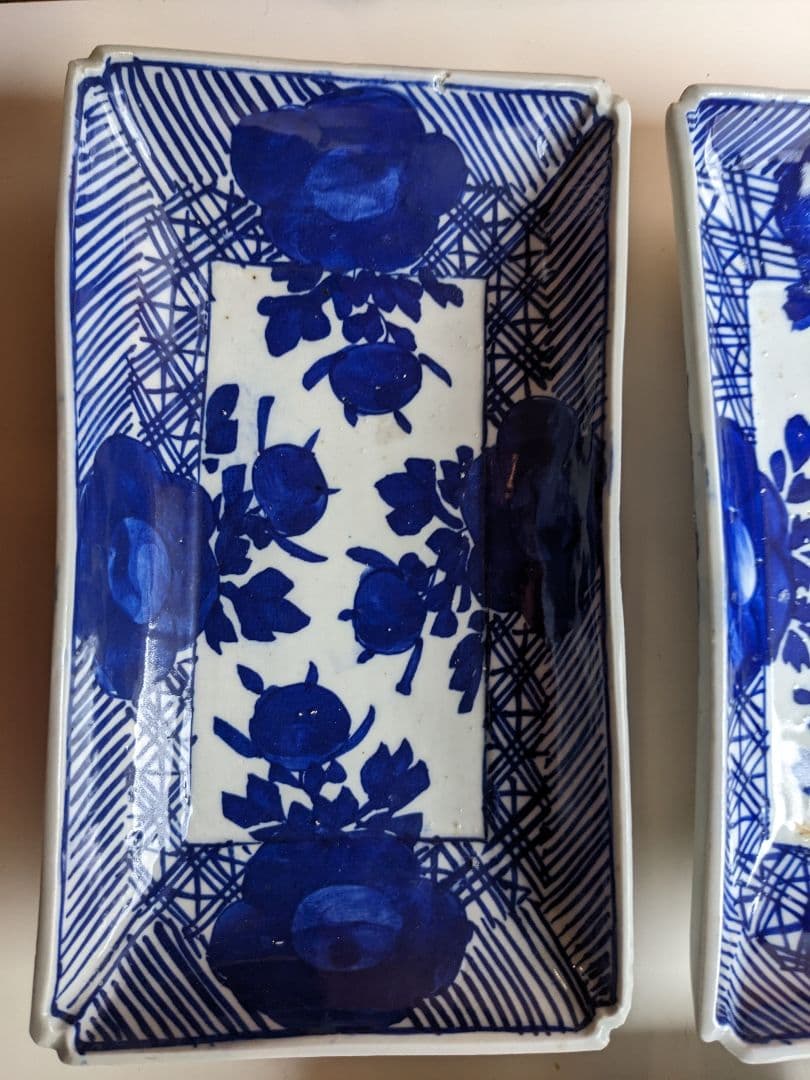 古伊万里　べろ藍　長角皿　5枚