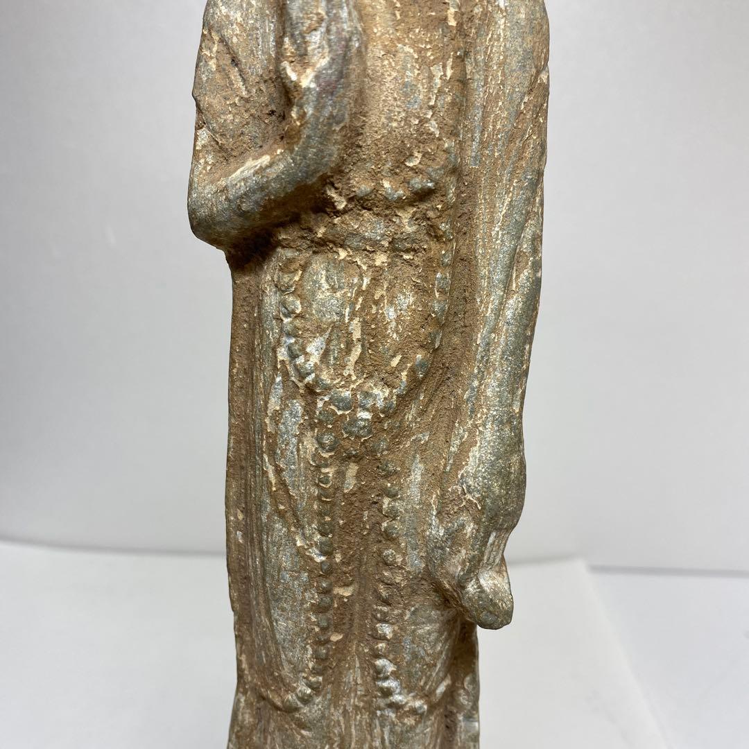 古代　唐物　石仏像　仕立箱付　高さ約31㎝　タエサ　東さ8-0107☆2F