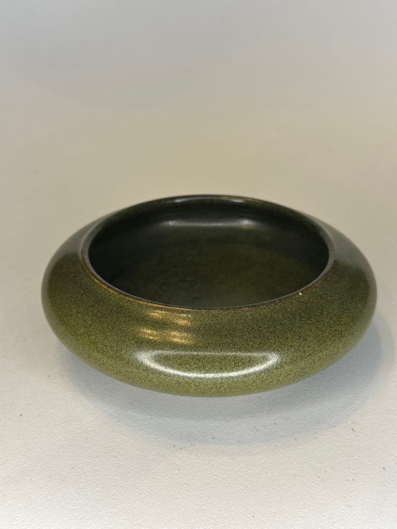 中国 清代光緒期 茶葉末釉 筆洗 オリーブ釉 文房 古美術 骨董品