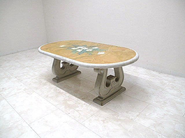 イタリア製 大理石トップセンターテーブル　W130cm リビングテーブル