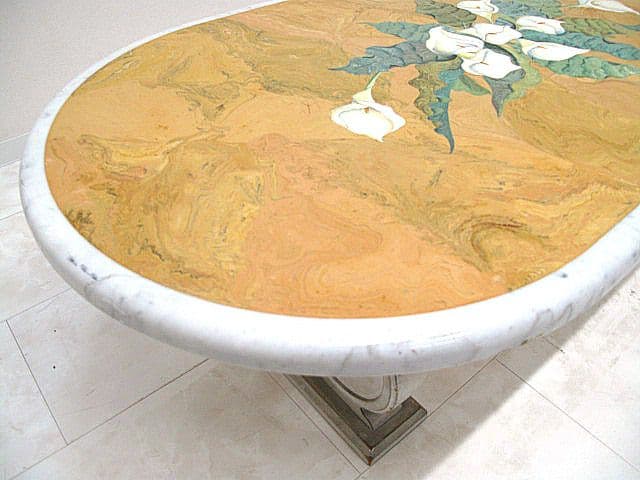 イタリア製 大理石トップセンターテーブル　W130cm リビングテーブル