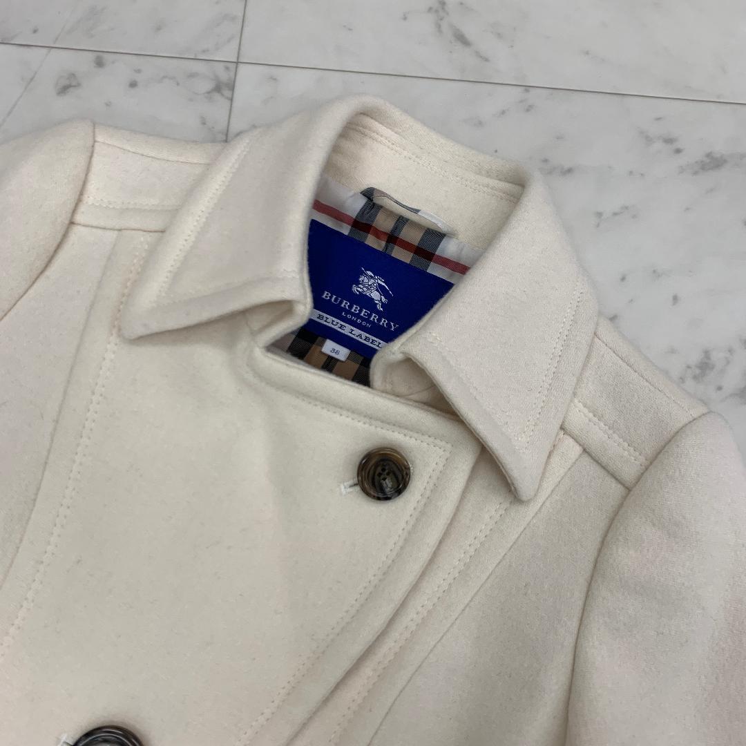 バーバリーブルーレーベル トレンチコート Mサイズ アンゴラ 裏地ノバチェック