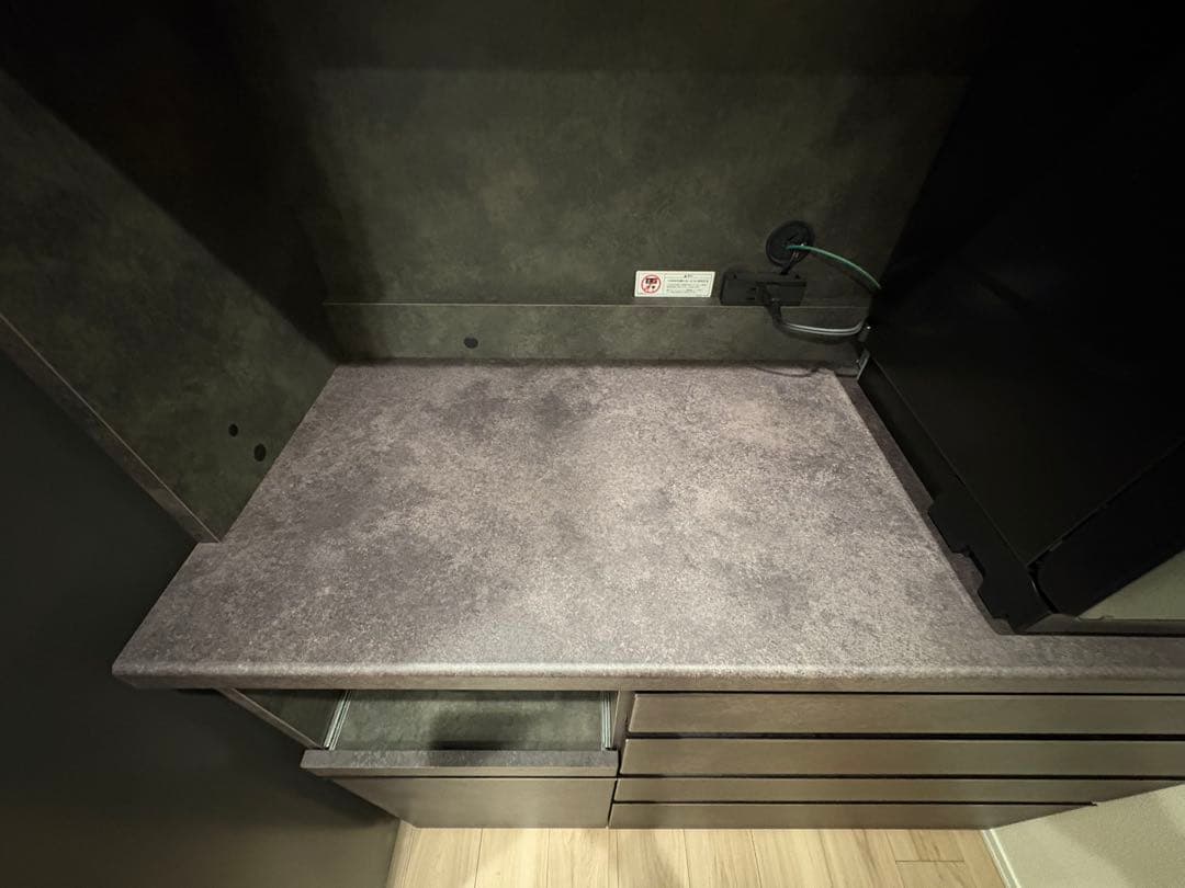 【美品】パモウナEC食器棚 引き戸タイプセラミカネロ 幅120cm 奥行50cm