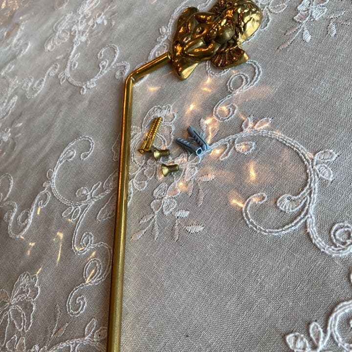 イタリア製真鍮エンジェル天使の壁掛けタオルハンガー小 アンティーク調キルト掛け