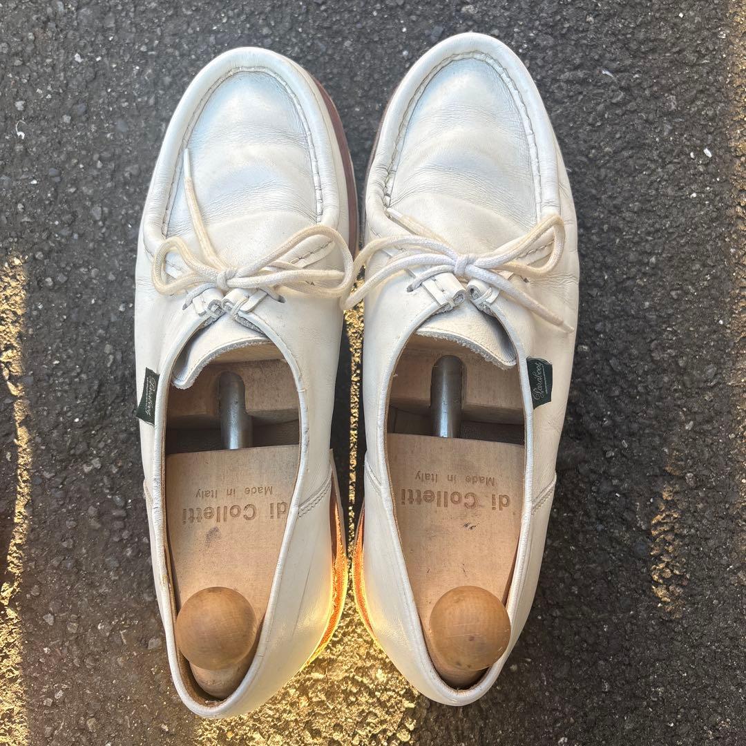 パラブーツ　ホワイトレザー ミカエル　モカシン シューズ