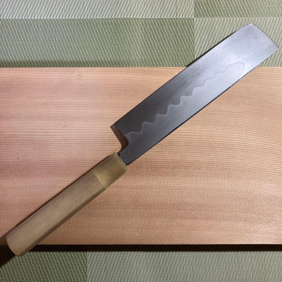 京都有次　本焼薄刃包丁　修理品　天然砥石で研ぎ済み