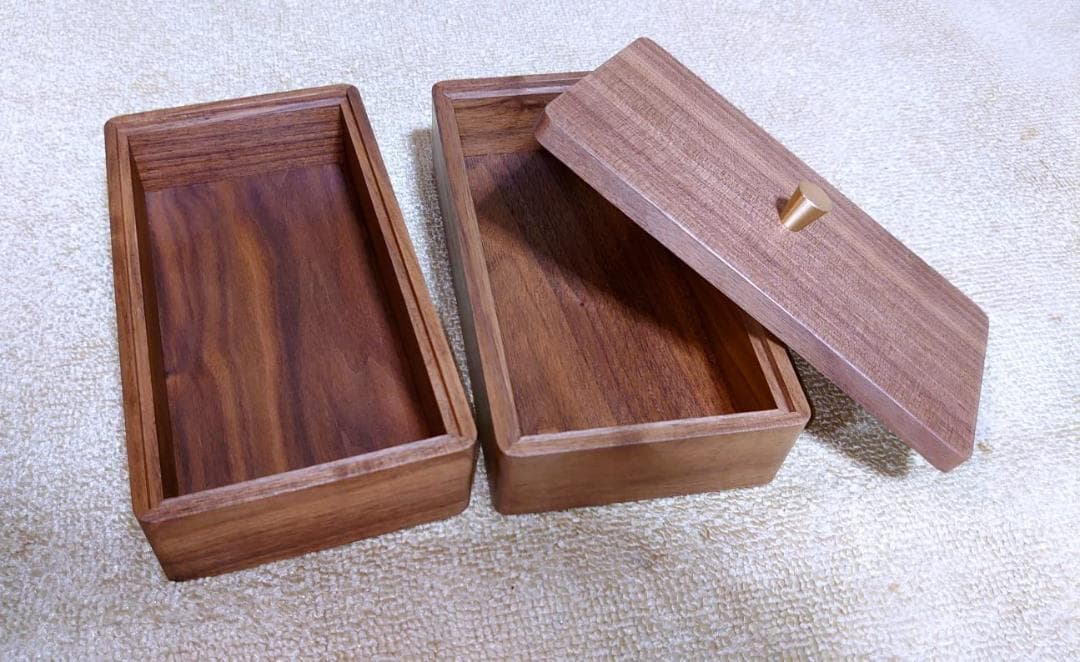 蓋つき アクセサリー 黒胡桃材製蓋付き小物収納ボックス