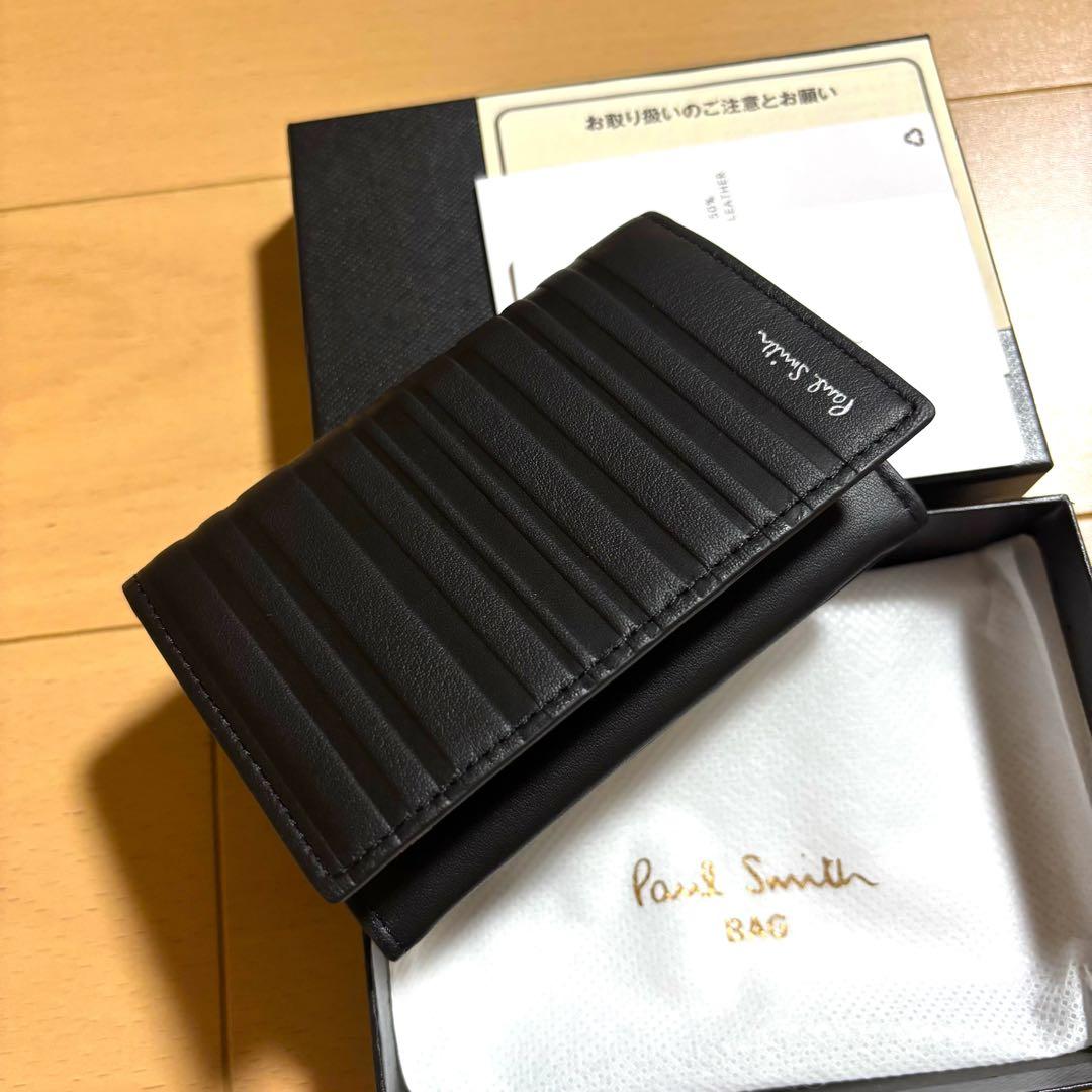 Paul Smith 名刺入れ　シャドーストライプ　新品未使用ブラック　完売品