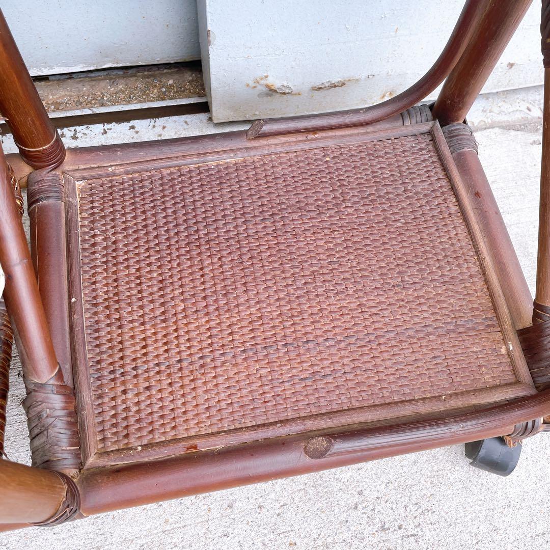 籐 ラタンハンガーラック 籐家具 アンティーク家具 キャスター付 昭和レトロ
