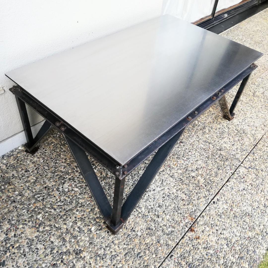 希少 カスタムメイド◆全て鉄のローテーブル インダストリアル ワークテーブル