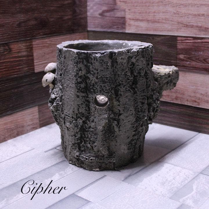 モルタル製　切株　植木鉢　植木鉢カバー　レトロ雑貨　SETO CRAFT　廃盤②