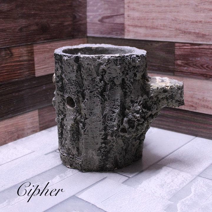 モルタル製　切株　植木鉢　植木鉢カバー　レトロ雑貨　SETO CRAFT　廃盤②