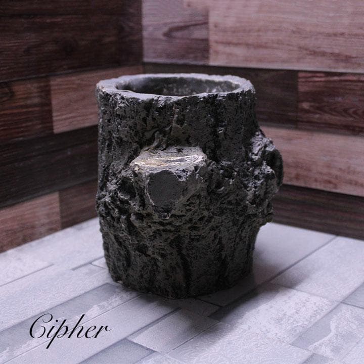 モルタル製　切株　植木鉢　植木鉢カバー　レトロ雑貨　SETO CRAFT　廃盤②