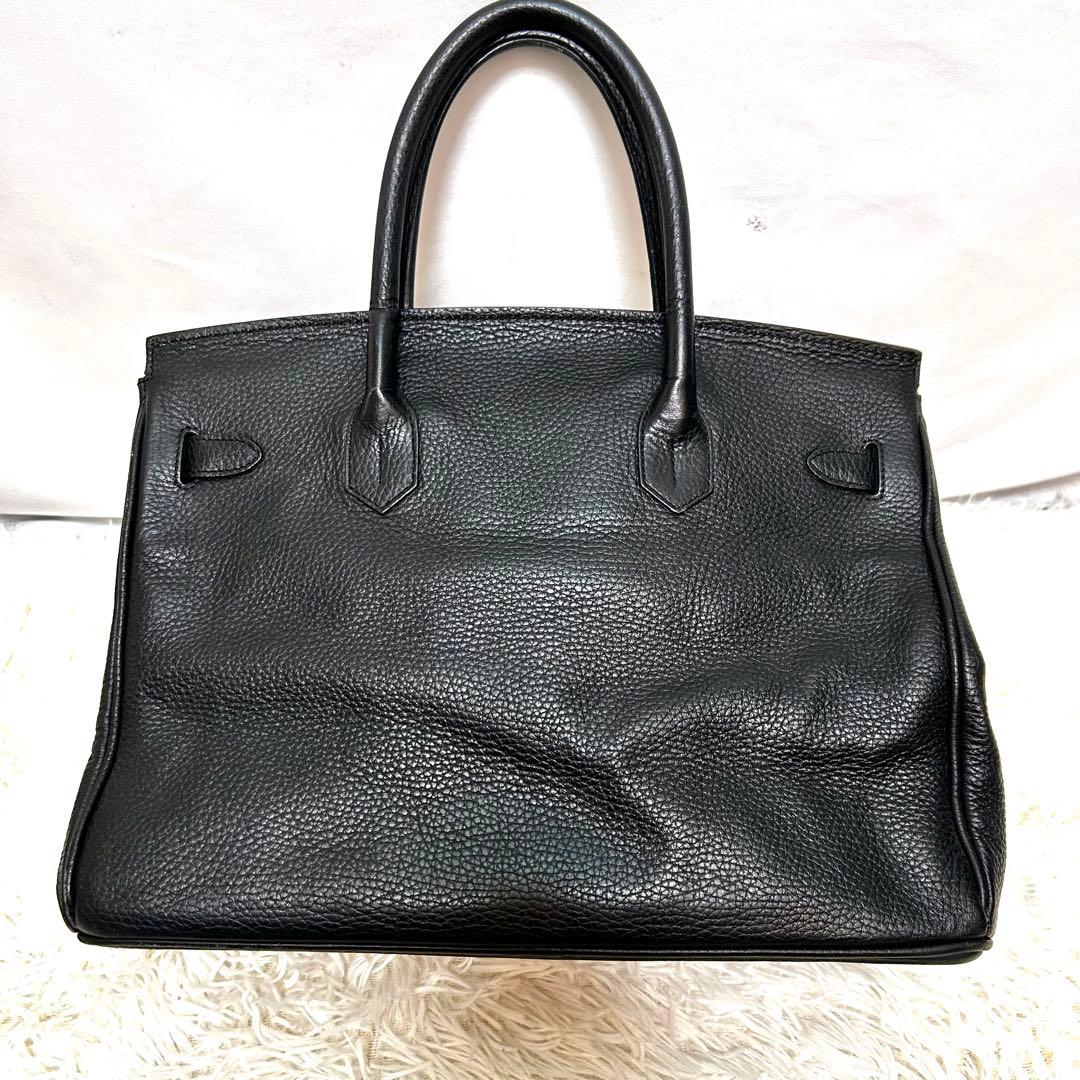 美品　HIGH CLASS ハンドバッグ　トートバッグ　35 シボ革　ブラック